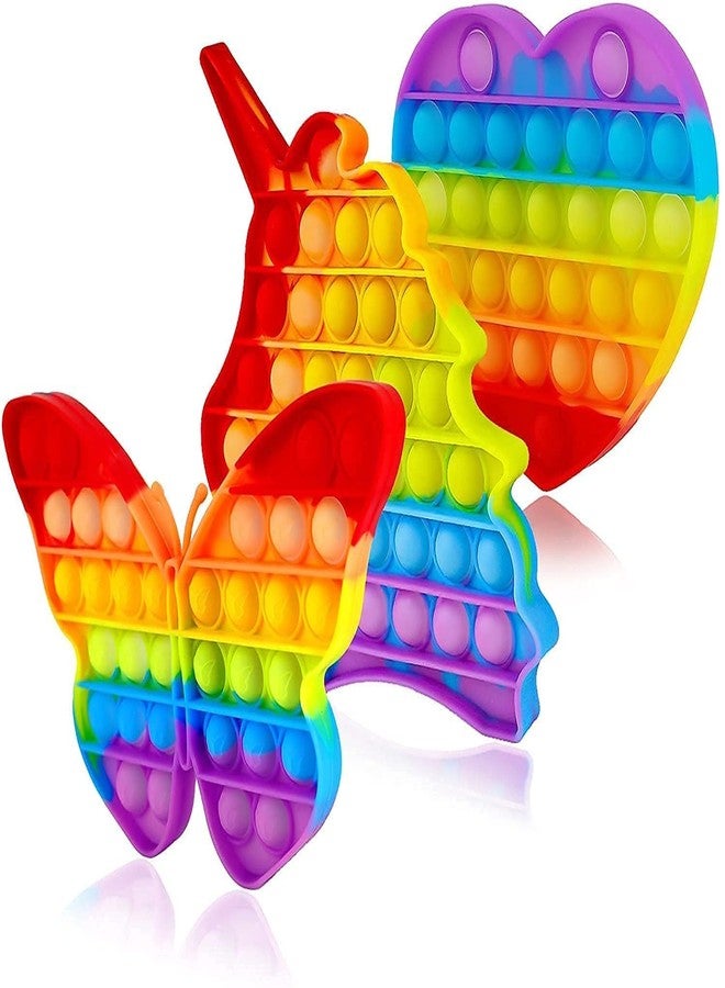 Fezeedi Square Silicone Pop it Fidget Toy Unicorn, Butterfly, Octagon Great Fidget Toy Sensory Toys Novelty Gifts for Girls Boys Kids Adults (Multicolor Random Shape Sent) - Image 1